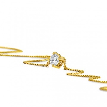 Miore Kette Damen 0.15 Ct Diamant Halskette mit Anhänger Solitär Diamant Brillant Kette aus Gelbgold 14 Karat / 585 Gold, Halsschmuck 45 cm lang - 3