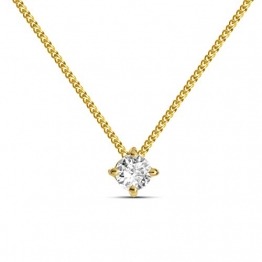 Miore Kette Damen 0.15 Ct Diamant Halskette mit Anhänger Solitär Diamant Brillant Kette aus Gelbgold 14 Karat / 585 Gold, Halsschmuck 45 cm lang - 1