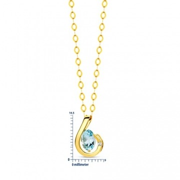 Miore Kette - Halskette Damen Gelbgold 9 Karat / 375 Gold Kette Blauer Topas mit Diamant Brilliant 45 cm - 2