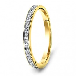 Miore Ring Damen 0.05 Ct Diamant Ewigkeitsring aus Gelbgold 9 Karat / 375 Gold, Schmuck mit Diamanten Brillanten - 1