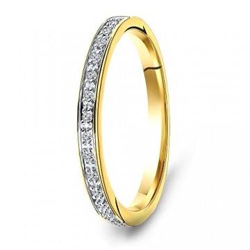 Miore Ring Damen 0.05 Ct Diamant Ewigkeitsring aus Gelbgold 9 Karat / 375 Gold, Schmuck mit Diamanten Brillanten - 1