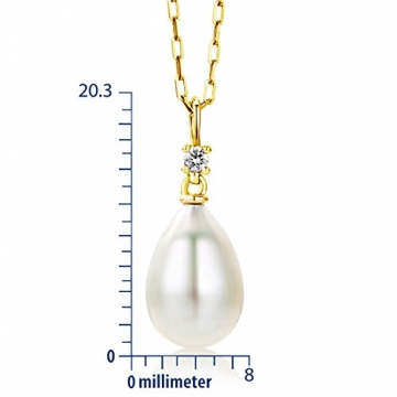 Miore Schmuck Damen 0.03 Ct Diamant Halskette mit Kettenanhänger Weiße Süßwasserperle und Diamant Brillant Kette aus Gelbgold 18 Karat / 750 Gold - 2