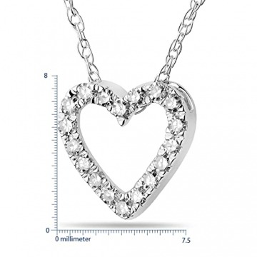Miore Schmuck Damen 0.09 Ct Diamant Halskette mit Kettenanhänger Herz aus 18 Diamanten Brillanten Kette aus Weißgold 18 Karat / 750 Gold - 2