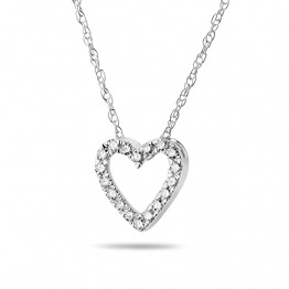 Miore Schmuck Damen 0.09 Ct Diamant Halskette mit Kettenanhänger Herz aus 18 Diamanten Brillanten Kette aus Weißgold 18 Karat / 750 Gold - 1