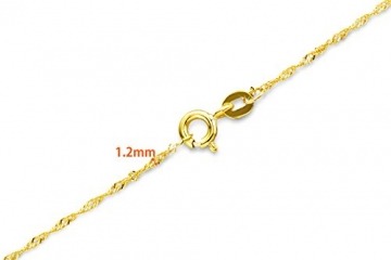 Orovi Damen Halskette 14 Karat (585) GelbGold Singapurkette Goldkette 1,2 mm breit 45cm lange - 4