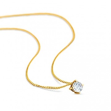 Orovi Damen Kette Gelbgold 0.15 Ct Diamant Halskette mit Anhänger Solitär Diamant Brillant 14 Karat (585) Gold, 45 cm Lang Halskette Handgemacht in Italien - 2