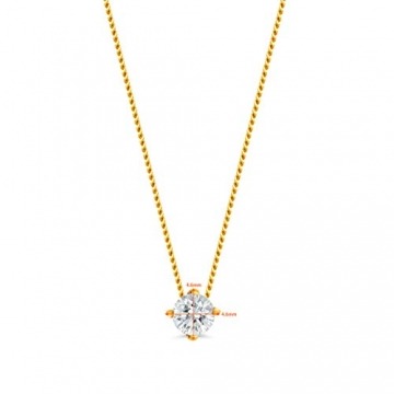 Orovi Damen Kette Gelbgold 0.15 Ct Diamant Halskette mit Anhänger Solitär Diamant Brillant 14 Karat (585) Gold, 45 cm Lang Halskette Handgemacht in Italien - 3