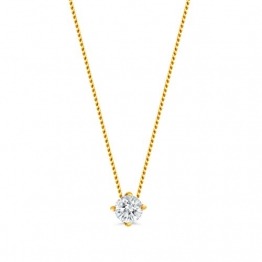 Orovi Damen Kette Gelbgold 0.15 Ct Diamant Halskette mit Anhänger Solitär Diamant Brillant 14 Karat (585) Gold, 45 cm Lang Halskette Handgemacht in Italien - 1