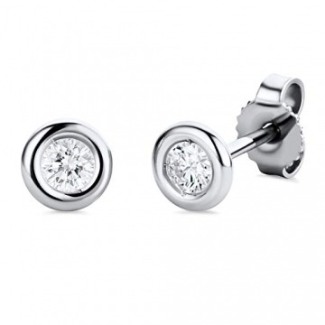 Orovi Damen Ohrringe mit Diamanten Weißgold Solitär Ohrstecker 14 Karat (585) Gold und Diamant Brillanten 0.25 Ct Ring Handgemacht in Italien - 2