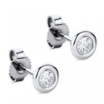Orovi Damen Ohrringe mit Diamanten Weißgold Solitär Ohrstecker 14 Karat (585) Gold und Diamant Brillanten 0.25 Ct Ring Handgemacht in Italien - 1