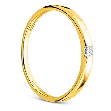 Orovi Damen Ring Gelbgold 0.06 Ct Solitär Diamant Verlobungsring 18 Karat (750) Gold und Diamant Brillant - 1