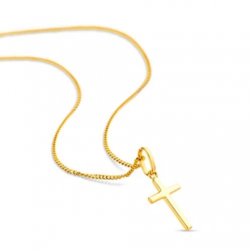 Orovi Kette - Halskette Damen Gelbgold 9 Karat / 375 Gold Kette mit Kreuz 45 cm - 2
