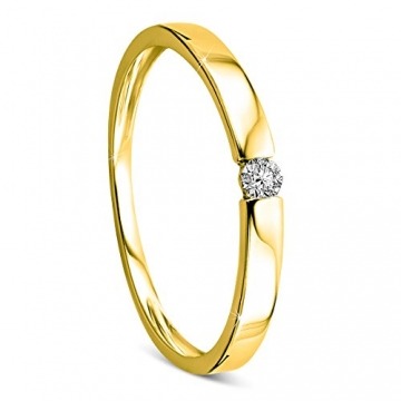 Orovi Ring für Damen Verlobungsring Gold Solitärring Diamantring 14 Karat (585) Brillanten 0.05crt GelbGold Ring mit Diamanten - 1