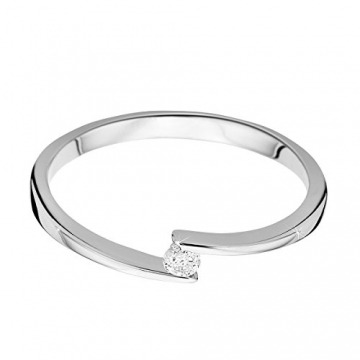 Orovi Ring für Damen Verlobungsring Gold Solitärring Diamantring 9 Karat (375) Brillanten 0.05crt Weißgold Ring mit Diamanten Ring Handgemacht in Italien - 2