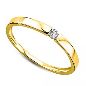 Orovi Ring für Damen Verlobungsring Gold Solitärring Diamantring 9 Karat (375) Brillianten 0.05ct Weißgold oder GelbGold Ring mit Diamanten - 1