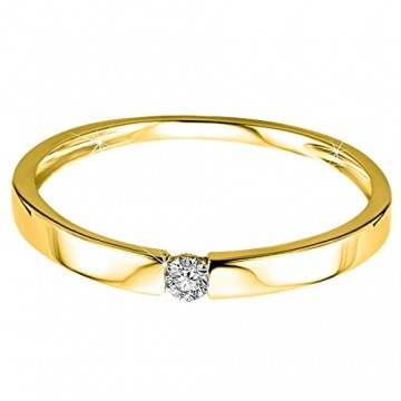 Orovi Ring für Damen Verlobungsring Gold Solitärring Diamantring 9 Karat (375) Brillianten 0.05ct Weißgold oder GelbGold Ring mit Diamanten - 2
