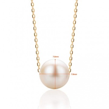 Orovi Schmuck Damen Kette Gelbgold Halskette mit Perlenanhänger Süßwasser-Zuchtperle 7.5-8 mm Kette aus 14 Karat (585) Gold - 3