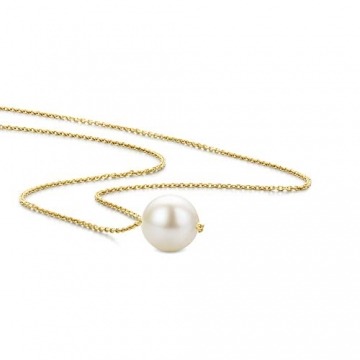 Orovi Schmuck Damen Kette Gelbgold Halskette mit Perlenanhänger Süßwasser-Zuchtperle 7.5-8 mm Kette aus 14 Karat (585) Gold - 1