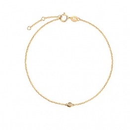 Solide 18 Karat 750 Gelb Gold Armband mit Echt Natürlich Diamant 0.015 ct Charm Bracelet Minimalistisch Geschenk Schmuck für Damen Mädchen - Verstellbar Armkette: 17 + 3 cm - 1
