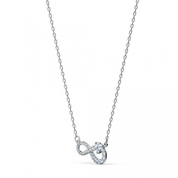 Swarovski Infinity Halskette, Rhodinierte Damenhalskette mit Unendlichkeits-Symbol, Herzmotiv und Funkelnden Swarovski Kristallen - 3