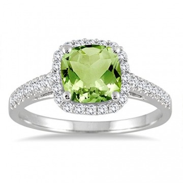 Szul - Weißgold Kissenschliff Rund Green Diamant Peridot - 1