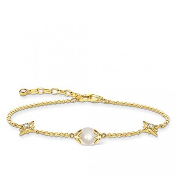 Thomas Sabo Damen Armband Perle mit Sternen Gold 925 Sterlingsilber, 750 Gelbgold Vergoldung A1978-445-14 - 1