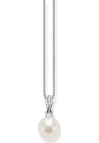 Thomas Sabo Damen-Kette mit Anhänger 925 Silber Perle weiß Ovalschliff Zirkonia 42 cm - SCKE150060 - 2