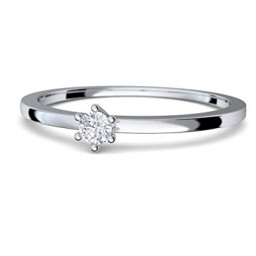 Verlobungsringe Weißgold Ring 585 Diamant Ring 0,05 Carat H/si **sehr gute Qualität** + inkl. Luxusetui + Diamantring solitär schmal dünn Echtschmuck Diamantring Weißgold 0,05 FF50WG585BRFA56 - 5