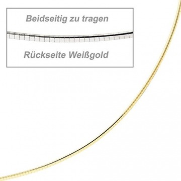 14 Karat / 585 Gold Beidseitig Zu Tragen Omega Halsreif Zweifarbig Weißgold Gelbgold 42 cm. Damen - 3