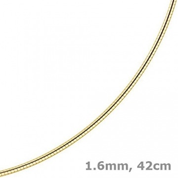 1,6mm Halsreif Omegareif Omegakette, 750 Gold Gelbgold, Goldkette, 42cm - 2