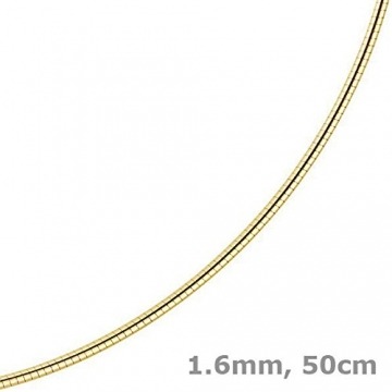 1,6mm Halsreif Omegareif Omegakette, 750 Gold Gelbgold, Goldkette, 50cm - 2
