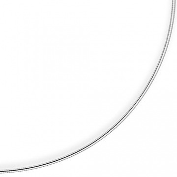 1,6mm Halsreif Omegareif Omegakette Collier 750 Gold Weißgold, rund, 50cm - 3