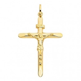 Anhänger Kreuz Mit Jesus 14 Karat 585 Gelbgold Unisex (39) - 1