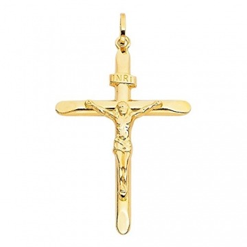 Anhänger Kreuz Mit Jesus 14 Karat 585 Gelbgold Unisex (39) - 1