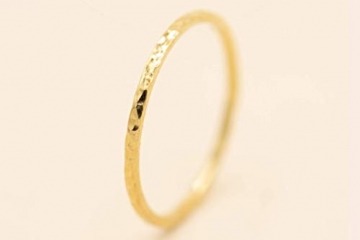 fajno | Goldring Damen gehämmert 750 Echtgold | Goldschmuck 18k Gold | Stapelring Vorsteckring minimalistisch, dünn | Geschenk für Sie - 4