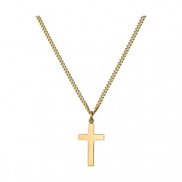 IDENTIM® Kette mit Kreuz Anhänger Herren 925 18 Karat Gold VERGOLDET Goldkreuz Herrenkreuz Panzerkette Kreuzanhänger 1411100SV/60+53350 - 1