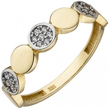 JOBO Damen-Ring aus 333 Gold Bicolor mit 21 Zirkonia Größe 60 - 1