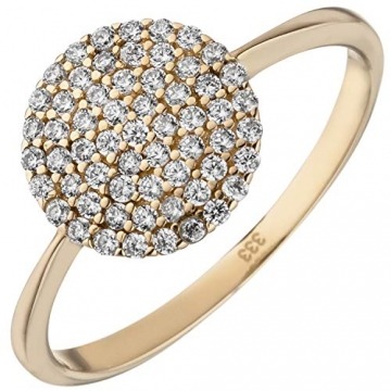 JOBO Damen-Ring aus 333 Gold mit 60 Zirkonia Größe 60 - 1