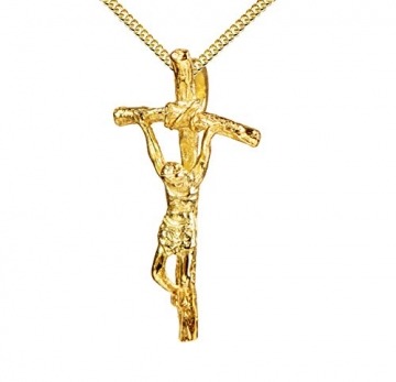 Kreuz-Anhänger Goldkreuz Jesus Christus für Damen, Herren und Kinder als Kettenanhänger 333 Gold 8 Karat mit Schmuck-Etui und Panzerkette - 1