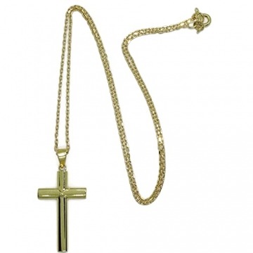 Kreuz aus 18-karätigem Gelbgold, speziell für Kommunion und Damen, mit 50 cm langer Kette, 2,8 g aus 18-karätigem Gold. - 2