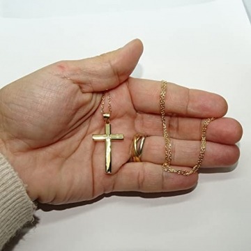 Kreuz aus 18-karätigem Gelbgold, speziell für Kommunion und Damen, mit 50 cm langer Kette, 2,8 g aus 18-karätigem Gold. - 5