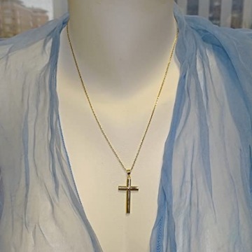 Kreuz aus 18-karätigem Gelbgold, speziell für Kommunion und Damen, mit 50 cm langer Kette, 2,8 g aus 18-karätigem Gold. - 6