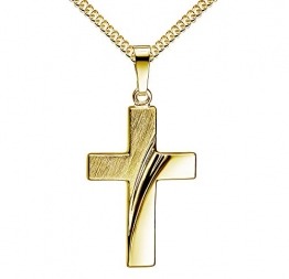Kreuzkette Anhänger-Kreuz Goldkreuz für Damen, Herren und Kinder als Design Kettenanhänger 585 Gold 14 Karat Mit Kette Länge 60 cm - 1