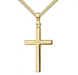 Kreuzkette Kreuz-Anhänger 585 Gold Goldkreuz für Damen und Herren + Schmuck-Etui und Zertifikat Mit Kette Länge 60 cm - 1