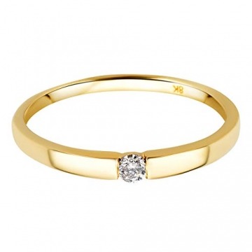 Orovi Damen Diamant Ring Gelbgold, Verlobungsring 8 Karat (333) Gold und Diamant Brillanten 0.05 Ct, Solitärring - 2