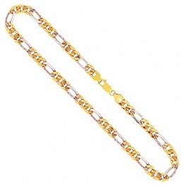 Goldkette, Figarokette hohl Bicolor Gelbgold / Weißgold 585 / 14 K, Länge 55 cm, Breite 5.7 mm, Gewicht ca. 13.4 g., NEU - 1