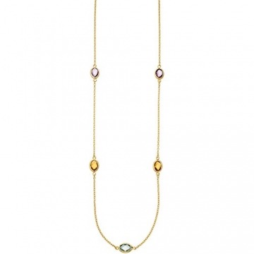 Jobo Damen Collier Halskette Kette 585 Gold Gelbgold 2 Amethyste 2 Citrine 1 Blautopas - 3