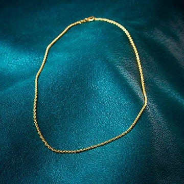 EDELIND 18 Karat / 750 Gold Kette Herren Damen Echtgold 2 mm, Ankerkette rund 18K aus Gelbgold, Goldkette mit Stempel, Halskette mit Karabinerverschluss, Länge 50 cm, Gewicht ca. 7 g, Made in Germany - 9