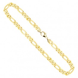 EDELIND Goldkette, Figarokette diamantiert Gelbgold 750/18 K, Länge 45 cm, Breite 5.3 mm, Gewicht ca. 37.4 g, NEU - 1