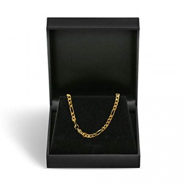 Goldkette Herren Echtgold 3.4 mm, Figarokette diamantiert 750 aus Gelbgold, Kette Gold mit Stempel, Halskette mit Karabinerverschluss mit Endkappen, Länge 100 cm, Gewicht ca. 33.3 g, Made in Germany - 3